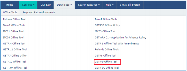 Click Form GSTR-9 offline tool