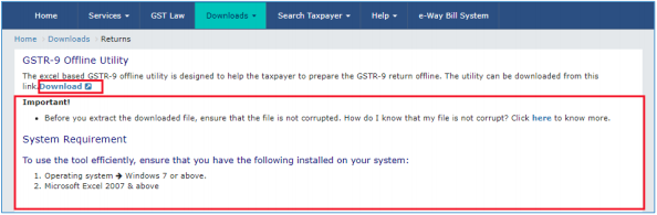 Form GSTR-9 offline utility