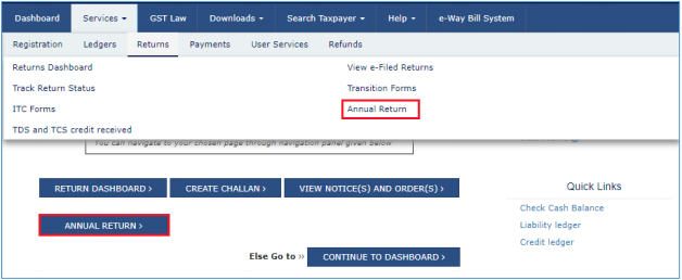 click Annual return