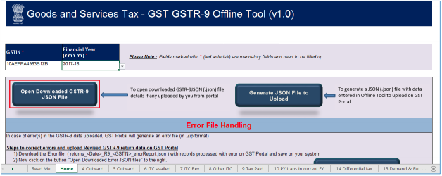 Click open download GSTR-9 JSON file
