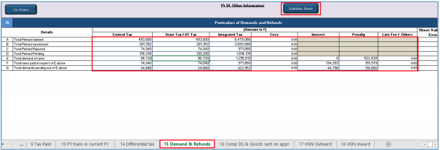 Click validate sheet