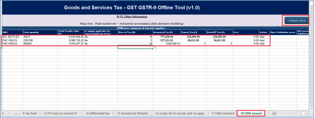 Click validate sheet