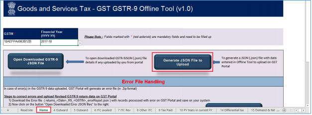 Click Generate JSON file to upload