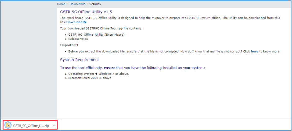 Zipped GSTR-9C offline utility