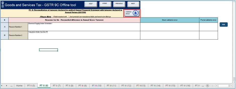 Click validatesheet