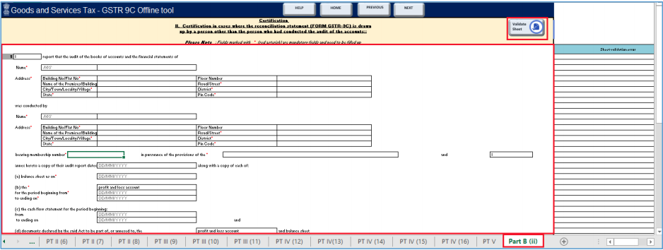 Click Validate sheet