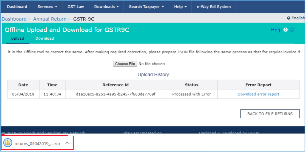 Error JSON File is download