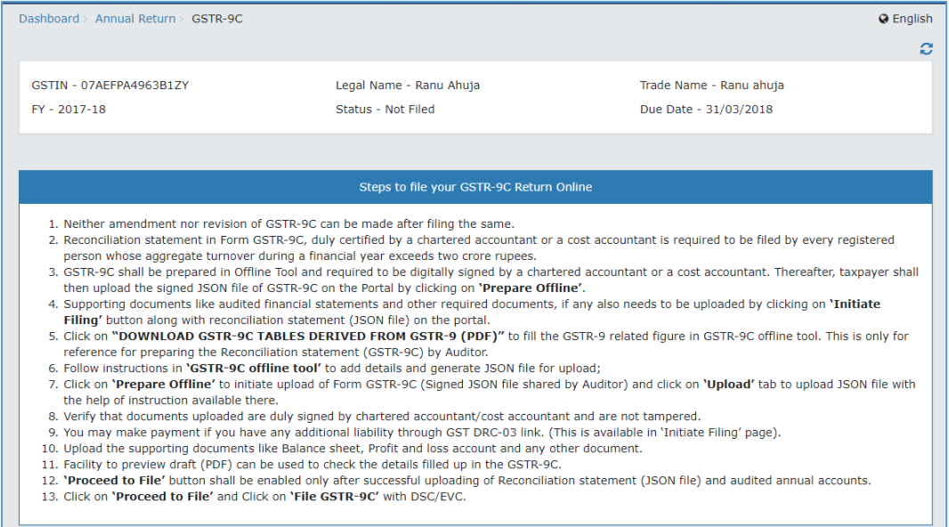 GSTR-9C page