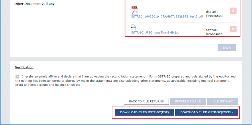 Updated GSTR-9C page