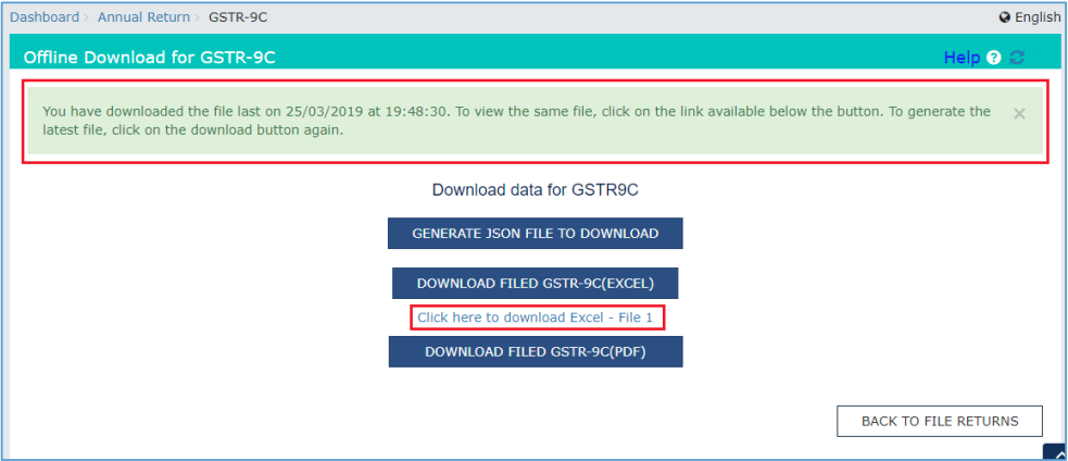 Click download filed GSTR-9C (excel)