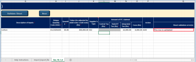 The Sheet Validation error(s)