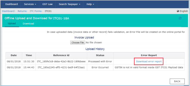 Error report is downloaded in .zip file