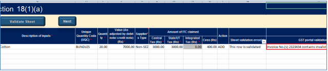 Click Validate Sheet