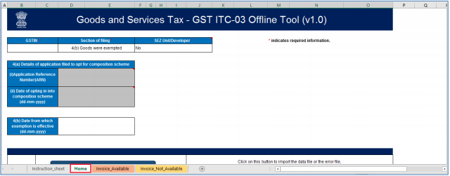 FORM GST ITC 03 Excel based Offline Tool