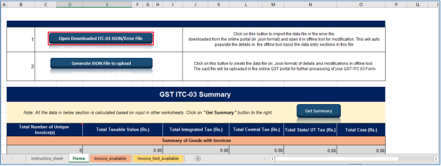 Click Open Downloaded ITC-04 JSON/Error File