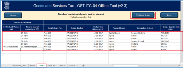 Click Validate sheet