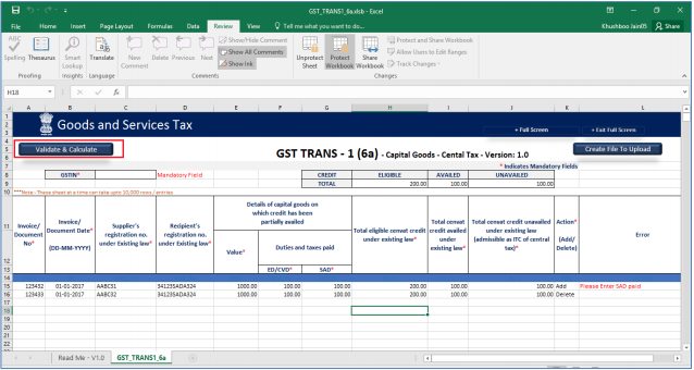 Validate the worksheet