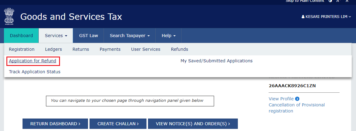 Application for Refund