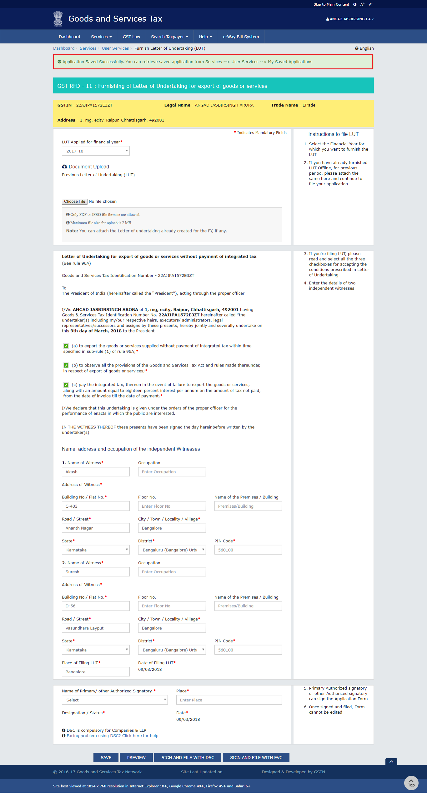 Confirmation message