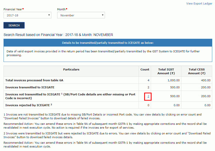 Count column to view the invoice level details