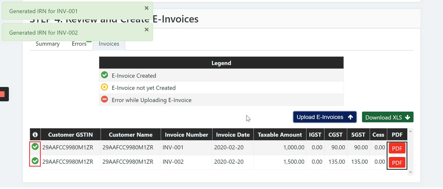 Create E-Invoice