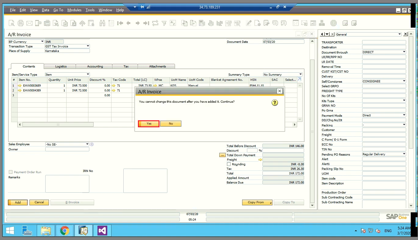 Create SAP Invoice
