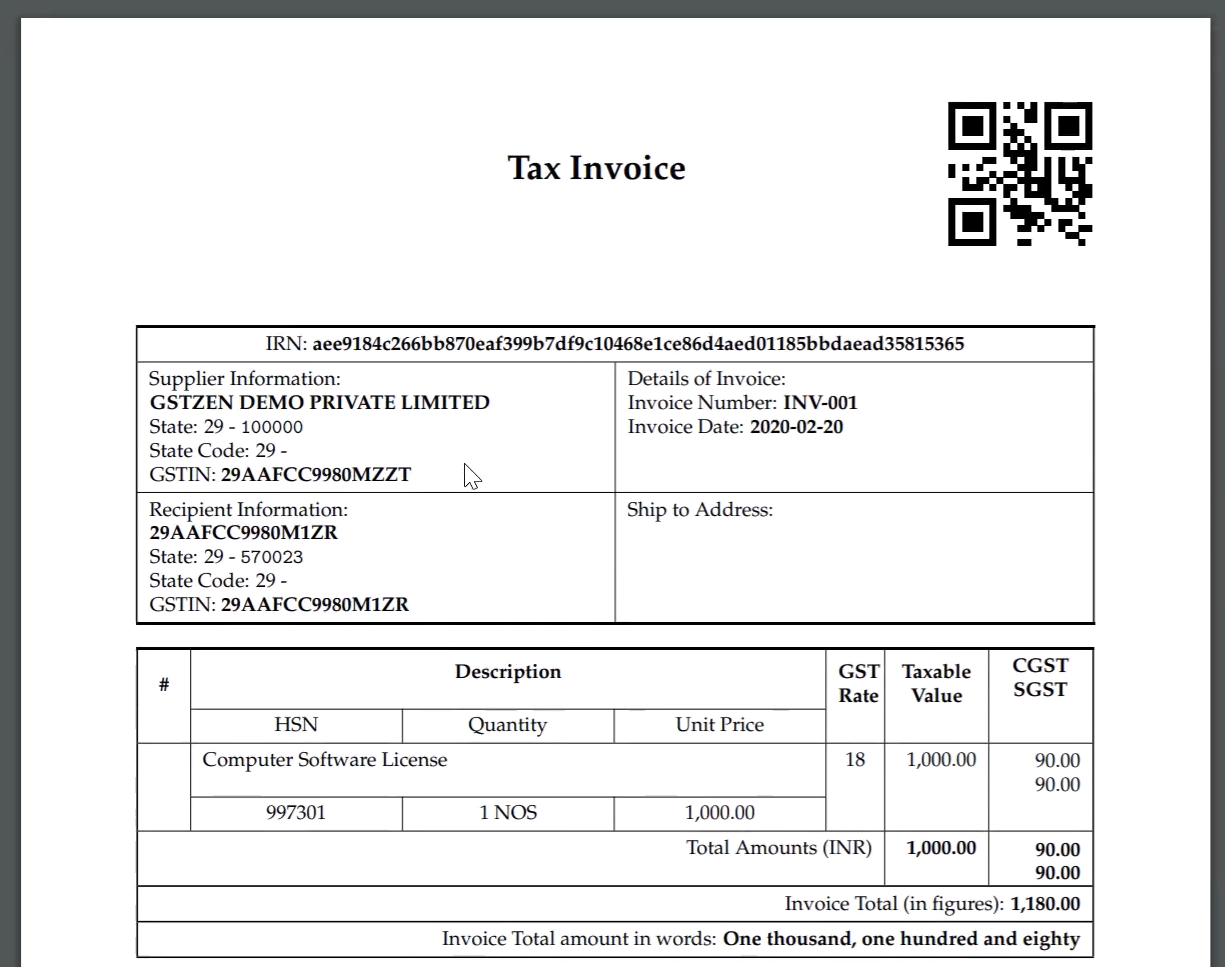 E-Invoice format