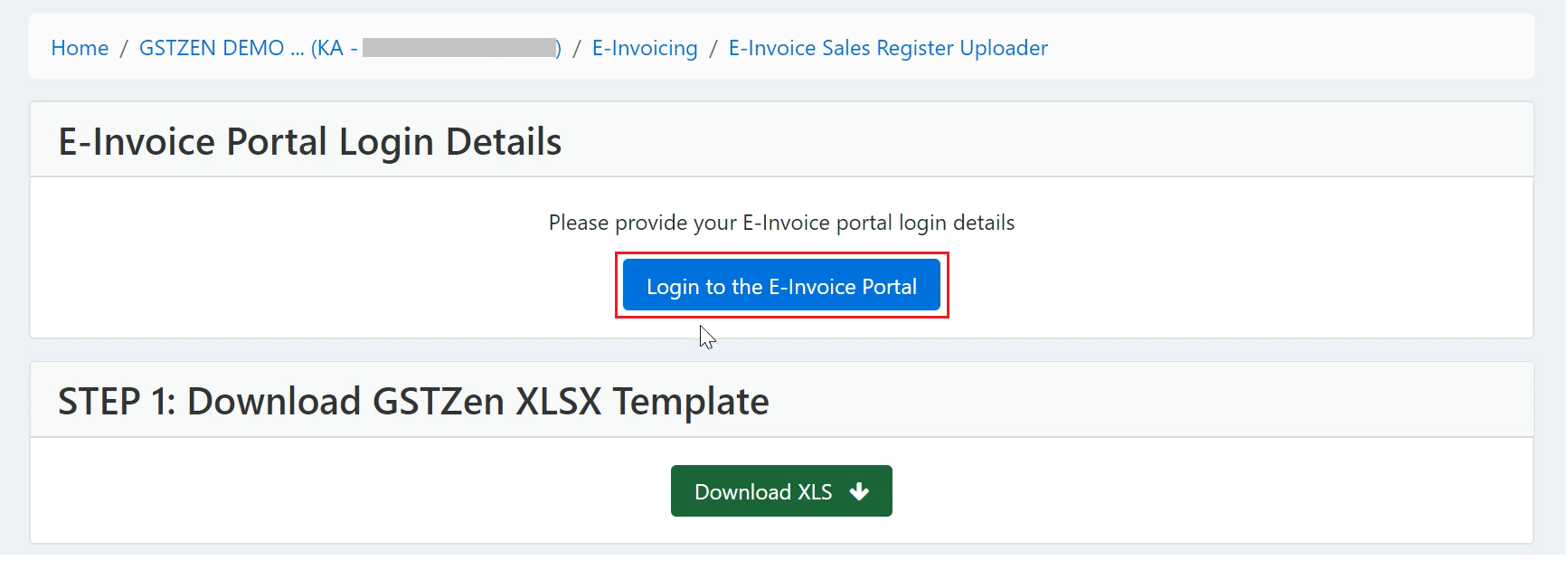 Login to E-Invoice Portal