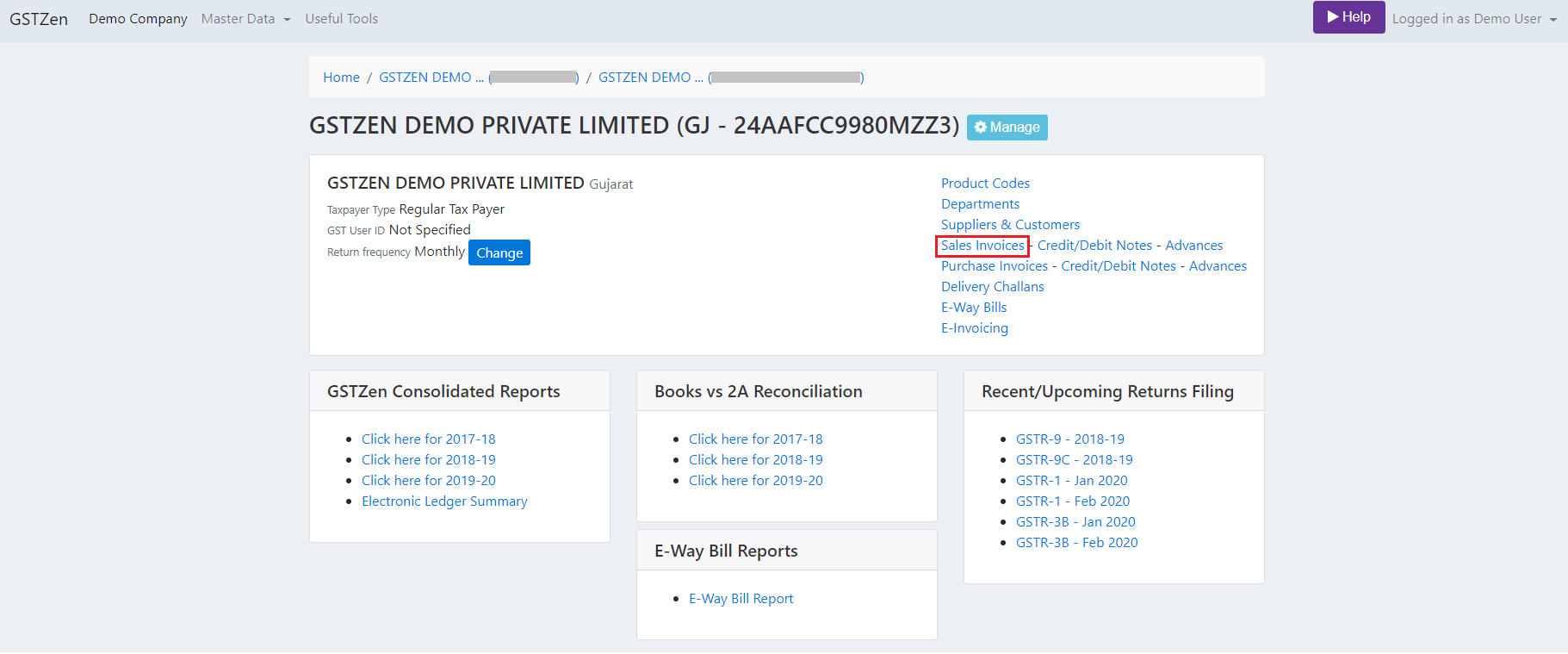 E-Invoice Sales Register