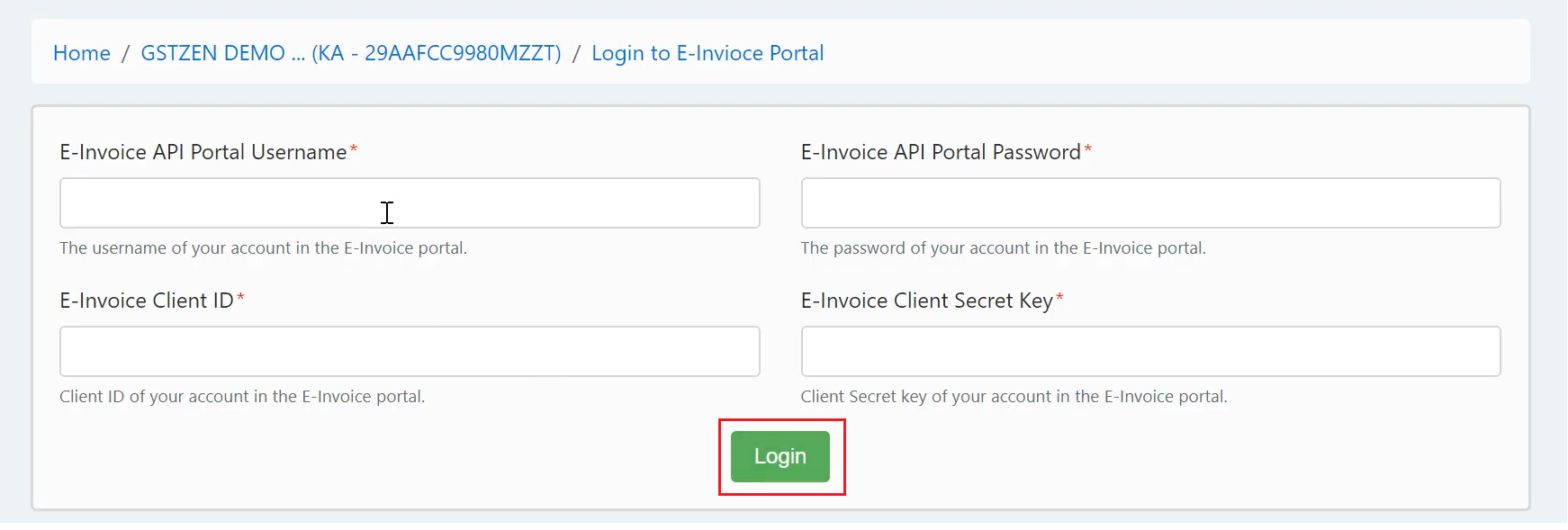 Login to API portal