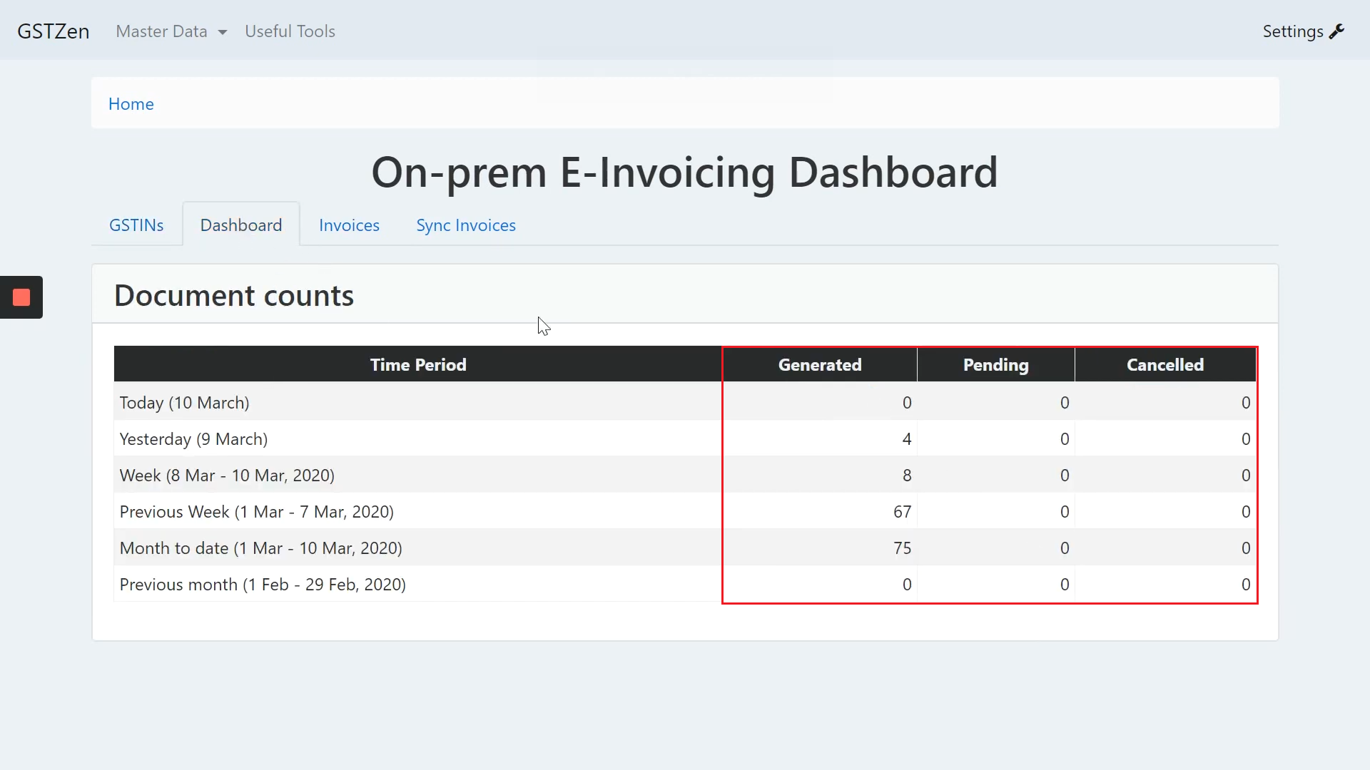 Database connector-E-Invoice successfully generated