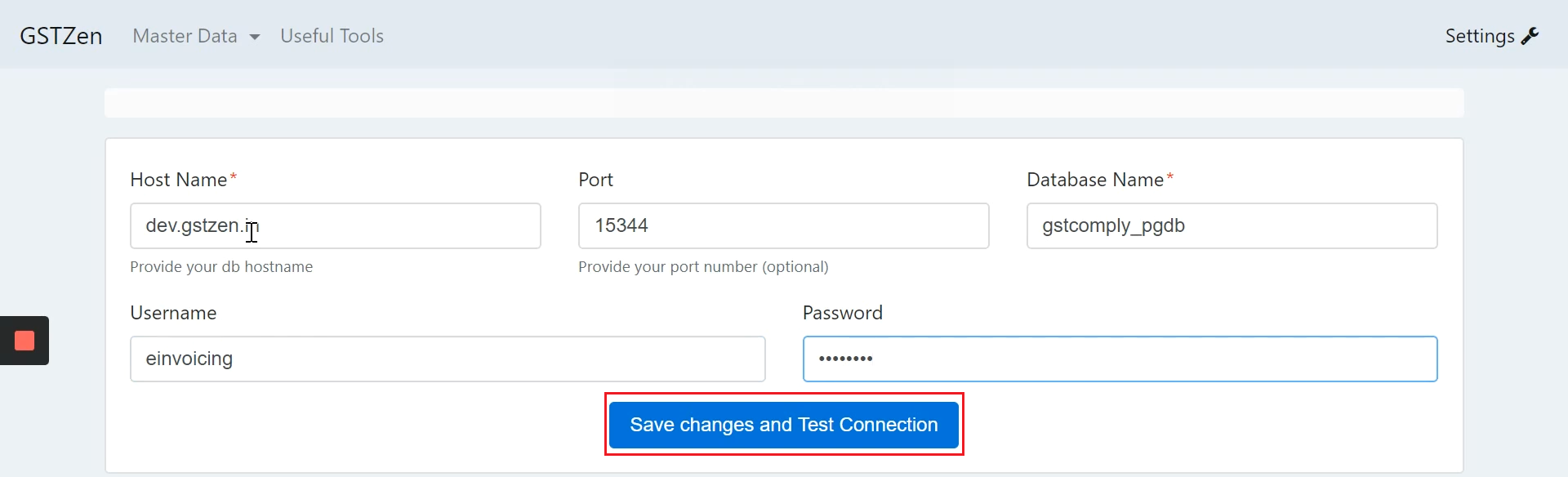 Database connector-Enter Datacase details