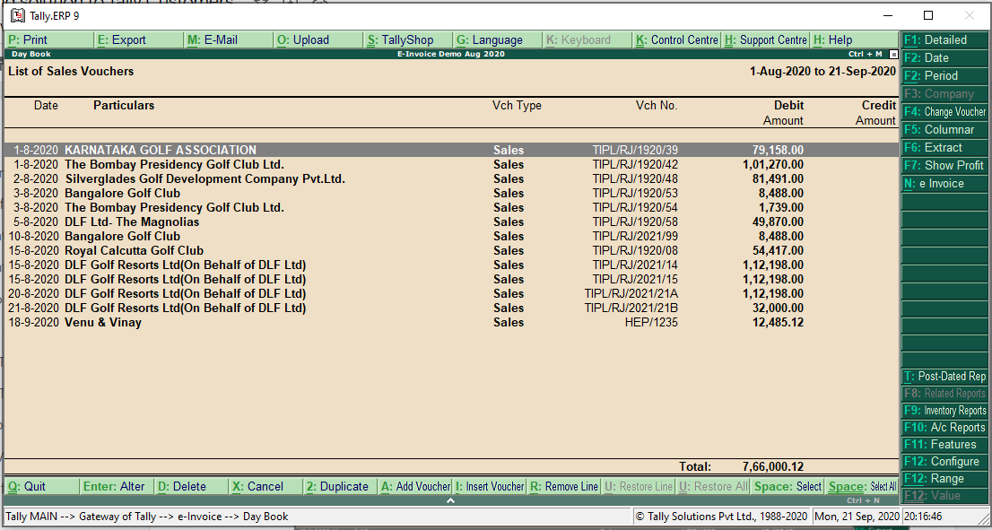 Select Invoices for E-Invoice Generation