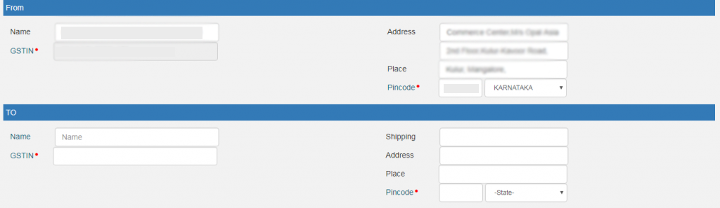 E-Way Bill From and To