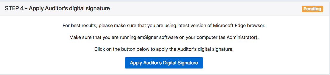 Step -4 Auditor's Digital Signature detail image