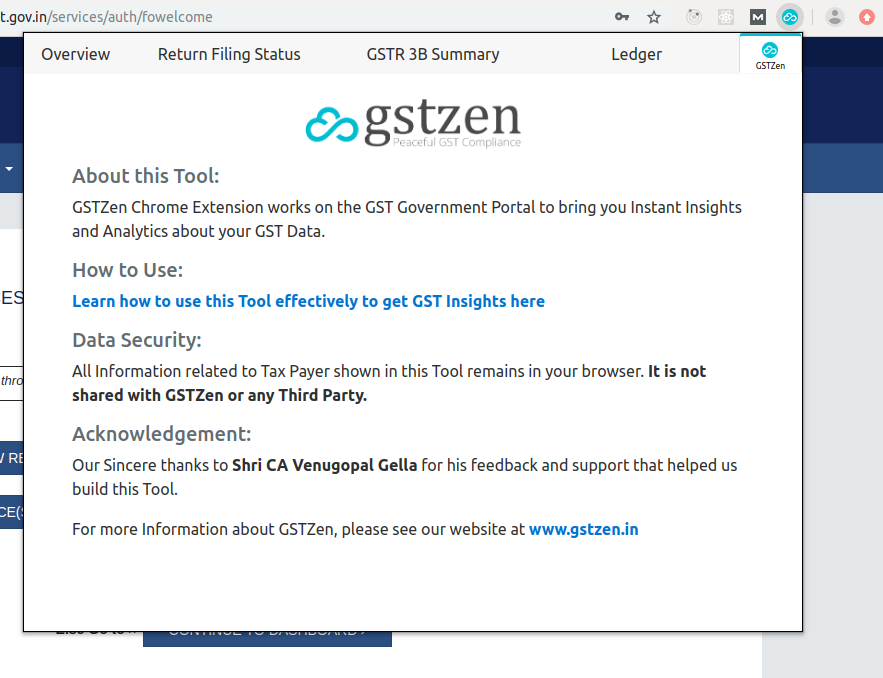 GSTZen Chrome Extension Disclaimer