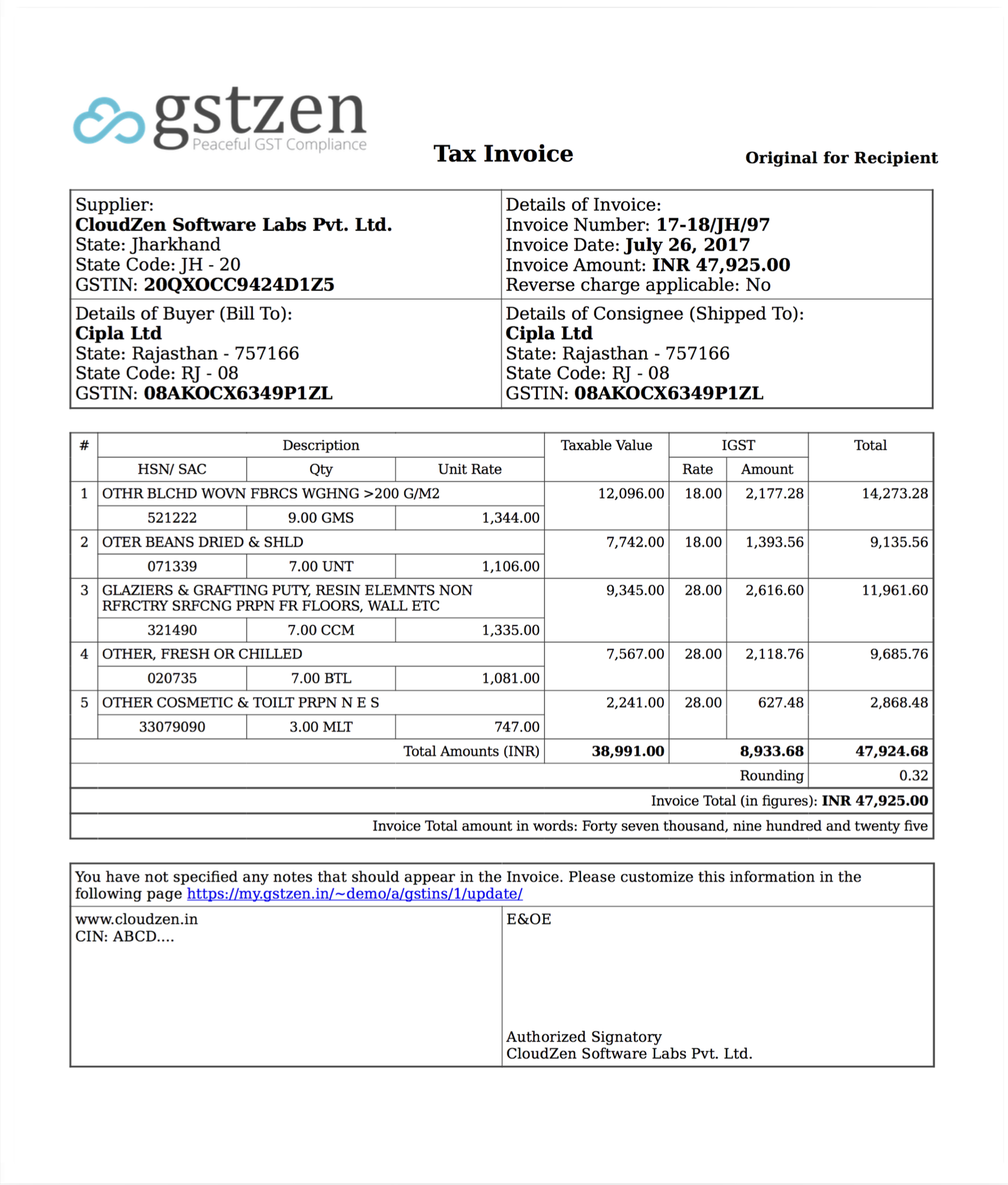 Sample Invoice PDF