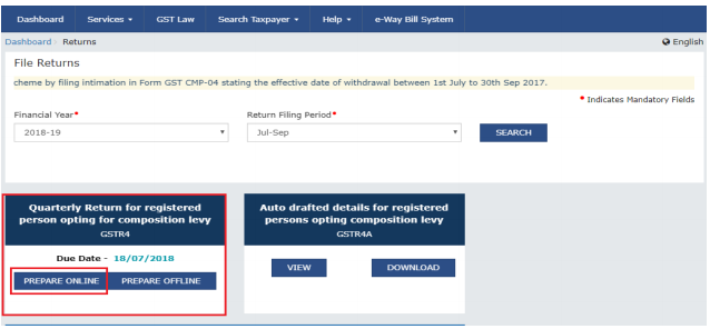 GSTR4 Filing image 1