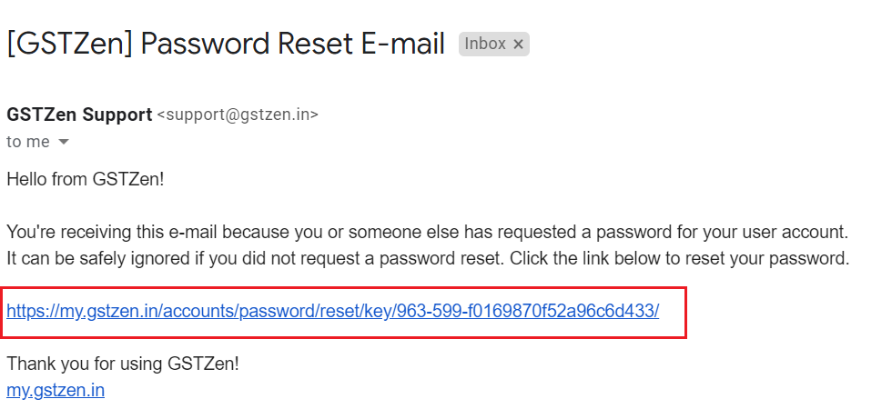 Password Reset Email