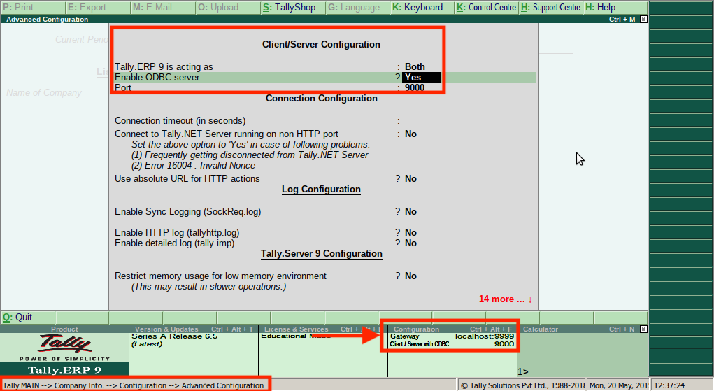 Configuring Tally ERP-9 Server