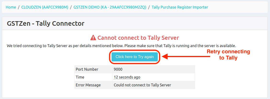 Tally Server is not running