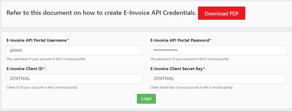 GSTZen e-Invoice trial