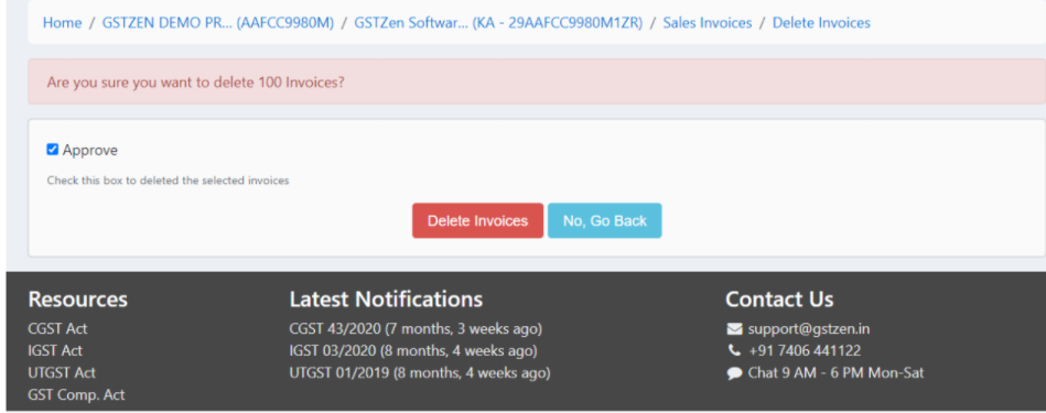 Delete e-invoice