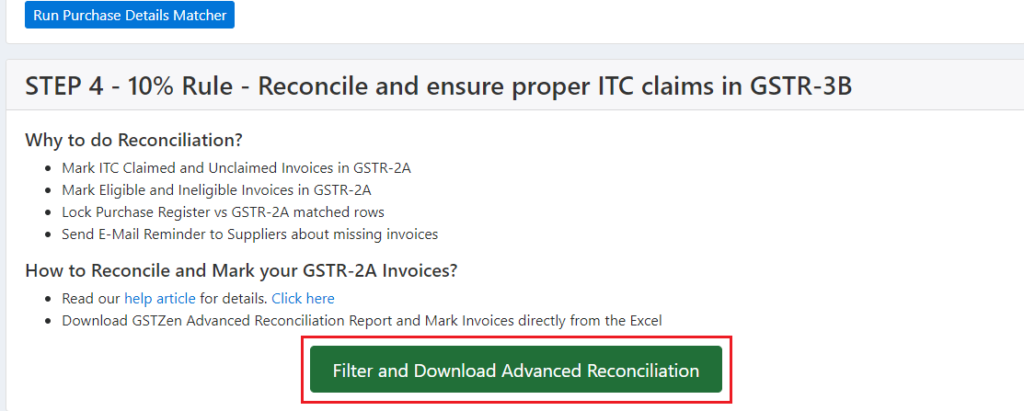 GSTR 2A reco report